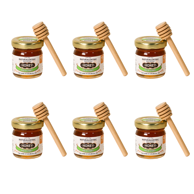 6 Pack of Mini Honeys + Wooden Dipper - Naturacentric 
